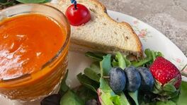 lunch plate soup, salad, sandwhich